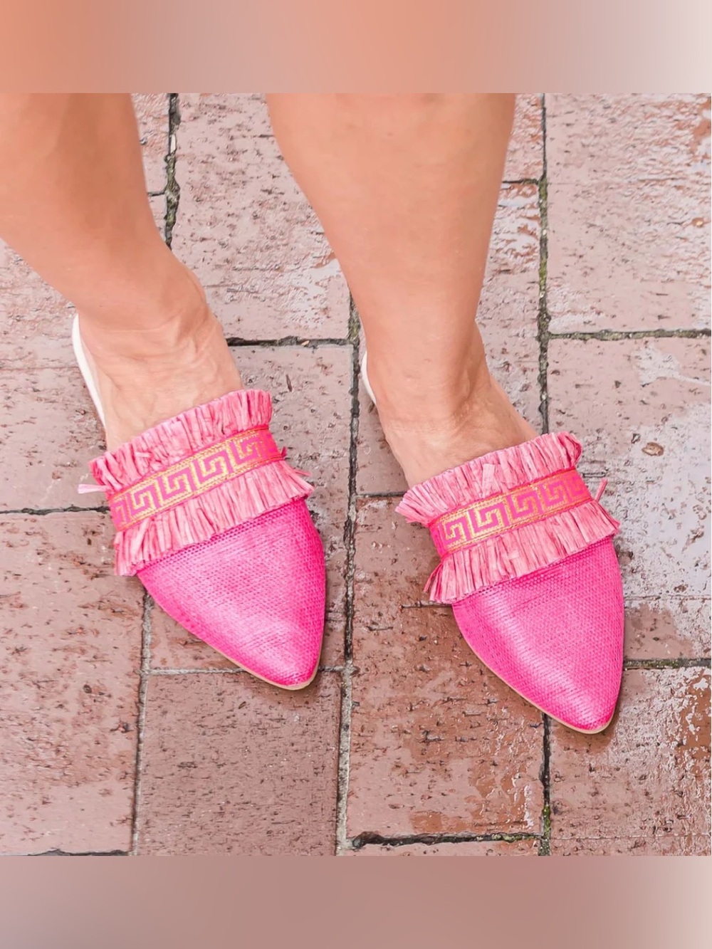 Michelle McDowell Carmen Pink Mules- Size 6